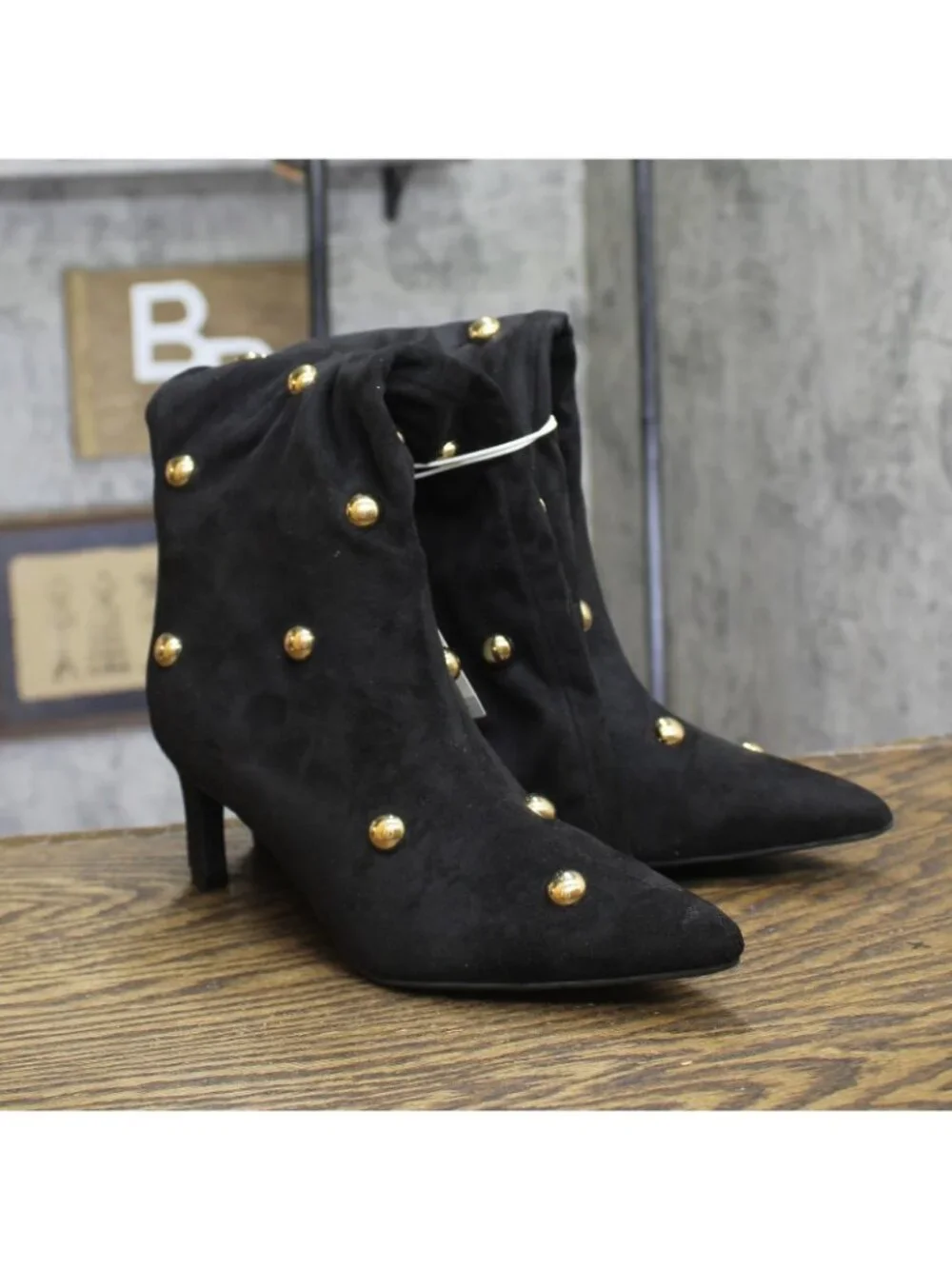 A New Day Studded Mid-Calf Pointed-Toe Boots 94568939 Jet Black / Gold 6M - Picture 2 of 11